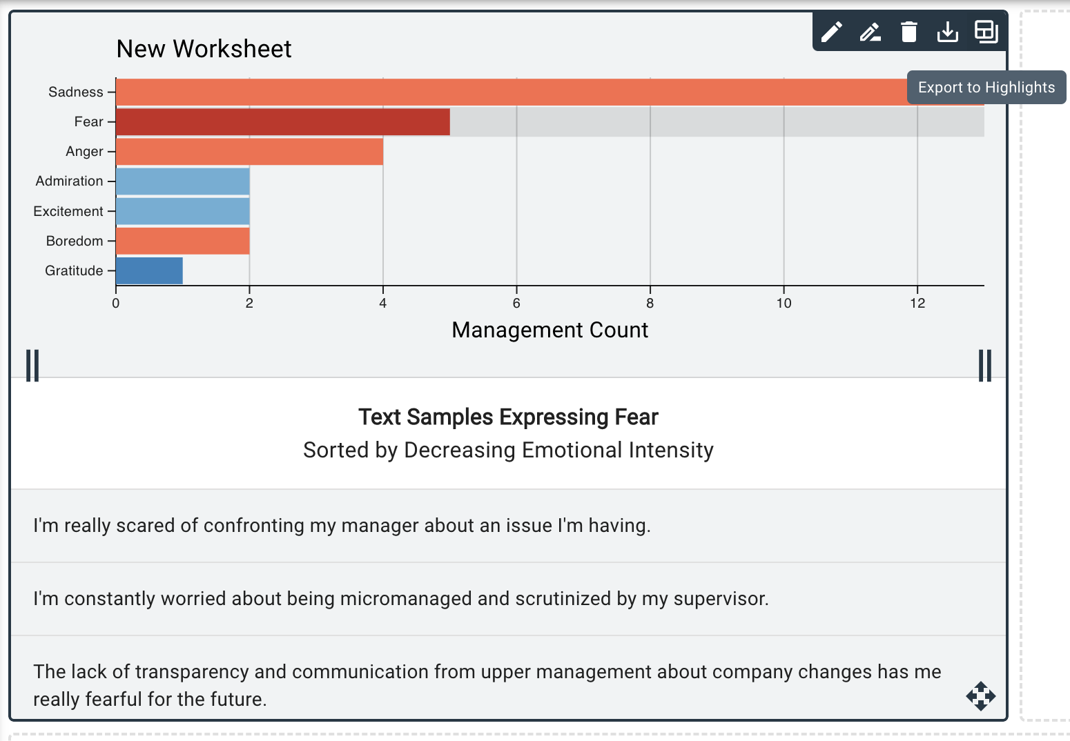 export to highlights dashboard